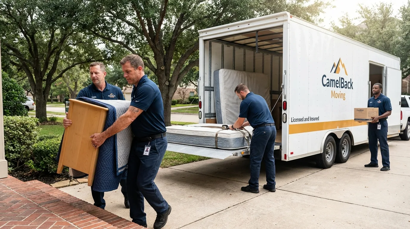 Crew loading residential truck for cross-state move from Sanford, FL