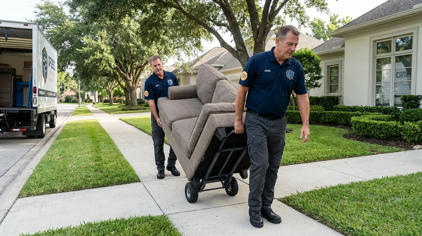 Local residential moving crew loading furniture in Sanford, FL
